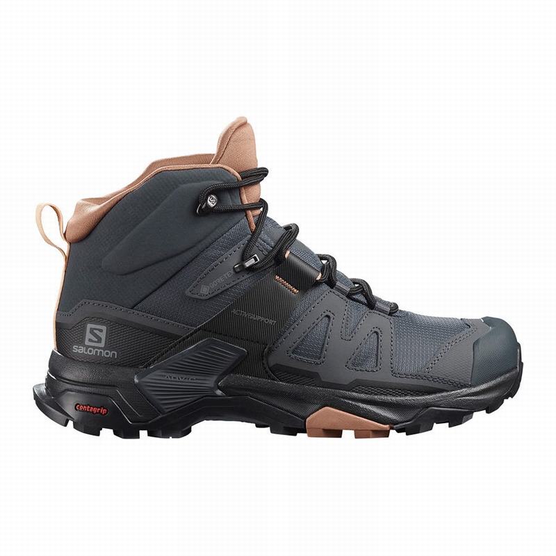 Bottes De Randonnée Salomon Femme Grise Foncé / Blanche - Salomon X ULTRA 4 MID GORE-TEX - France (7